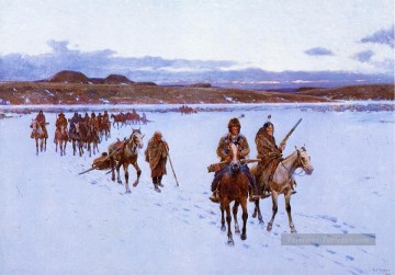  far peintre - Départ pour la quête Buffalo Hunt Ouest Amérindien Henry Farny